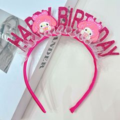 新款happybirthday生日发箍儿童卡通闪粉可爱库洛米跨境热销头箍