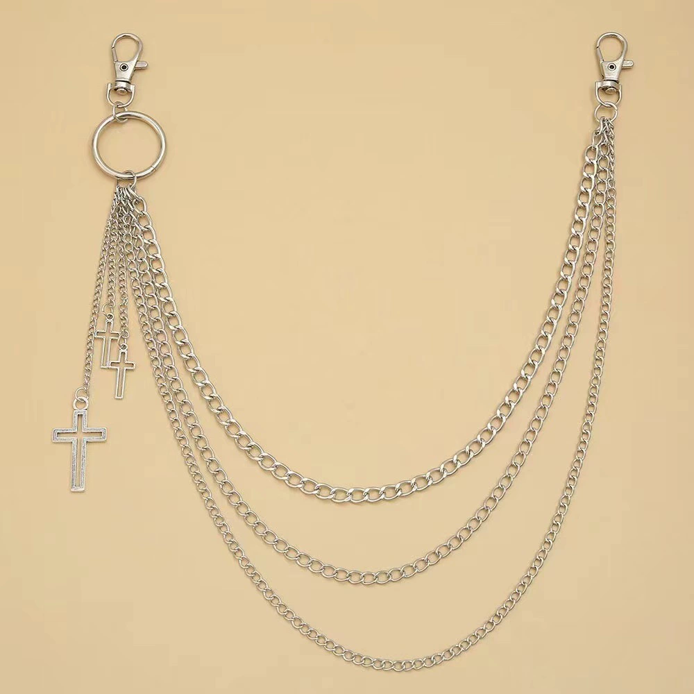 ЮжнаяKорея INS Harajuku персонализированный Street Biddi Cross - брючная цепь Wild Double Lims Chain Мужчины и Женщины одинаковые