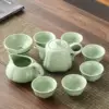 [10 heads] Green Ru kiln square pot set [Ru kiln melon-shaped cups 6 pieces]