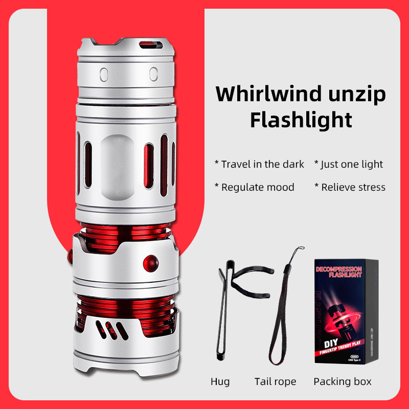 Nueva linterna de aleación de aluminio al aire libre fuerte luz de carga creativa descompresión pequeña linterna de iluminación de emergencia del hogar