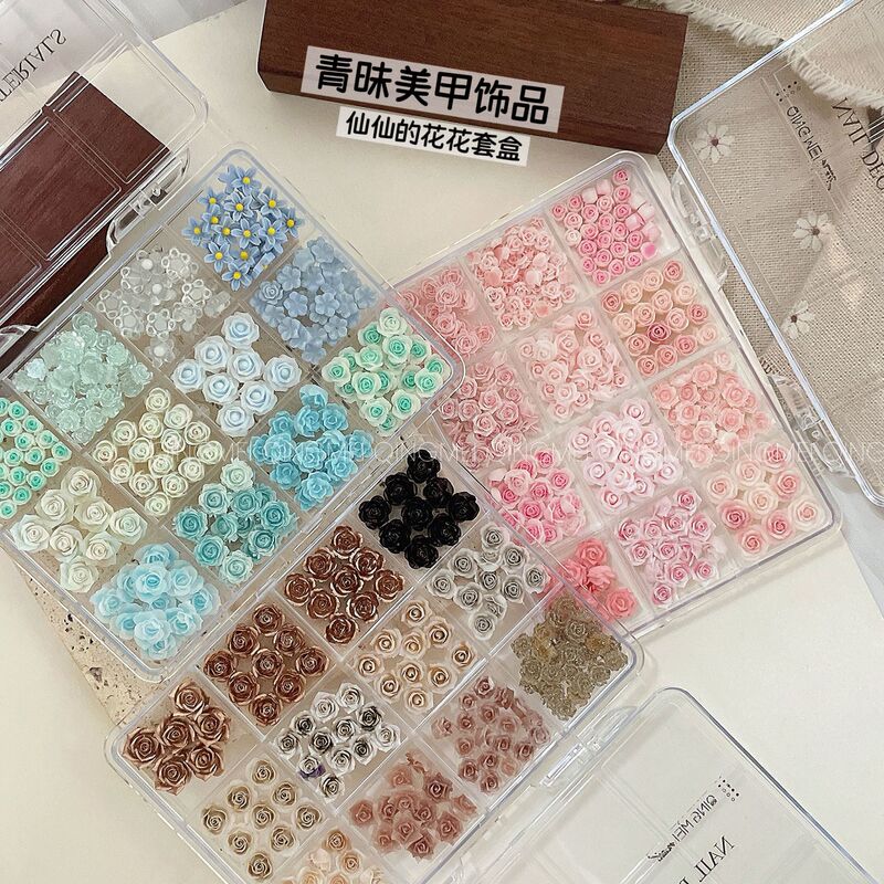 Greenish Rose Flower Nail Art Decorations Mixed Set, Artificial Flowers in Pink, White, and Purple Camellia Nail Stickers, DIY Accessories Greenish Rose Flower Nail Art Decorations Mixed Set, Artificial Flowers in Pink, White, and Purple Camellia Nail Stickers, DIY Accessories