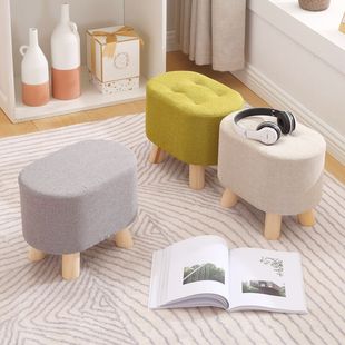 Living Room Small Stool Fashion Popular Low Stool Doorway Shoe Changing Stool Home Fabric Bench Coffee Table Stool Solid Wood Stool King Gold