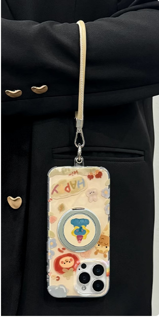 Pintura al óleo de dibujos animados para animales 16ProMax funda para teléfono móvil 360 magnético giratorio Apple 15 hembra iphone14/13