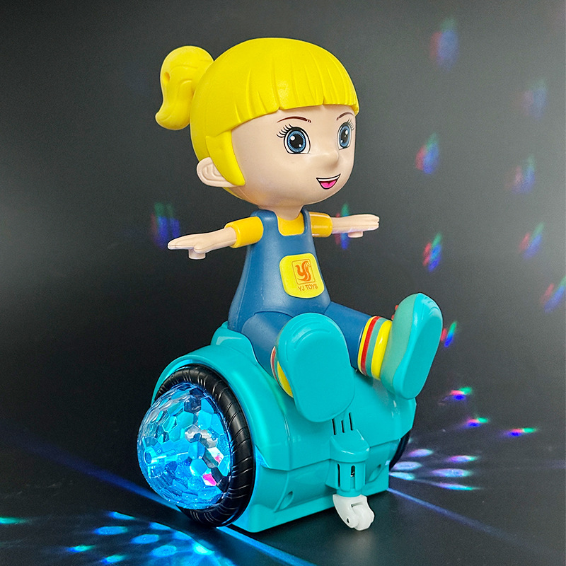 Trucos eléctricos transfronterizos juguetes para niños coche de equilibrio coche de juguete giratorio luz colorida música juguetes para niños al por mayor
