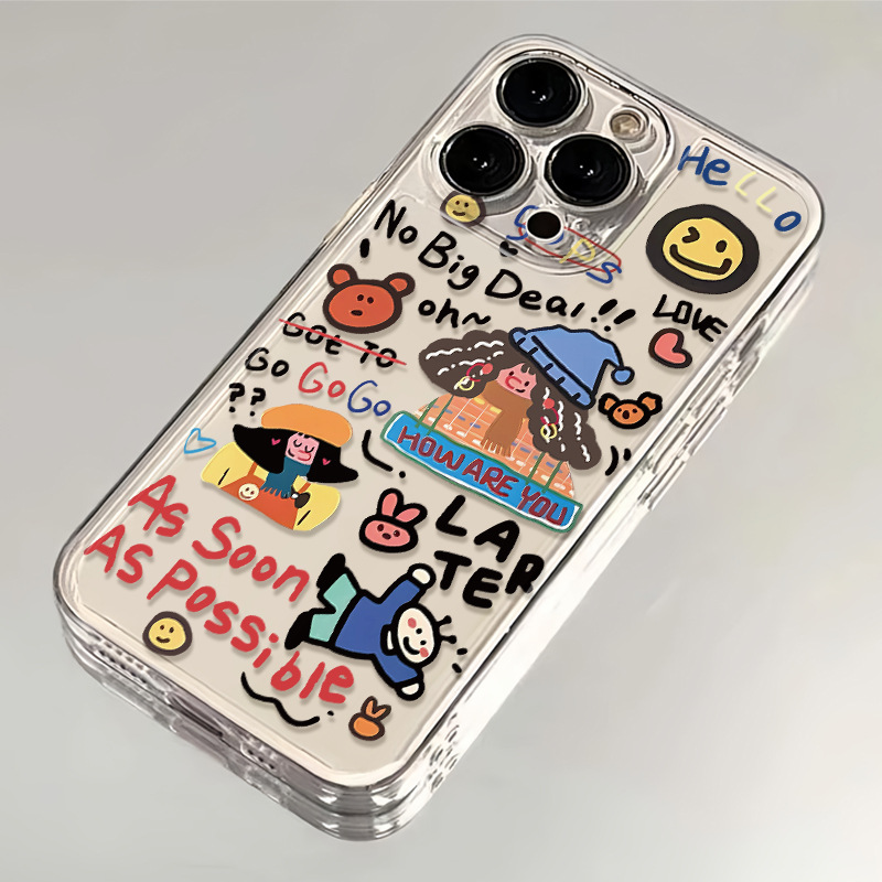 Tide Brand Graffiti English for Apple 15PROMAX Mobile Phone Case iPhone14 Simple 13 Personality 12 Soft Case 11