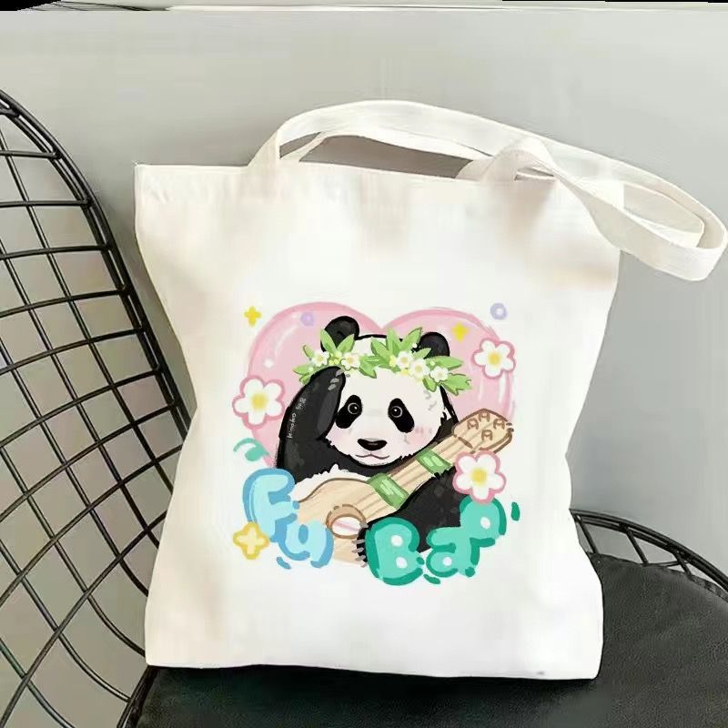 Flora panda caricatura bolsa de lona de hombro nueva bolsa de mano inswind nueva bolsa de mano para viajar estudiantes