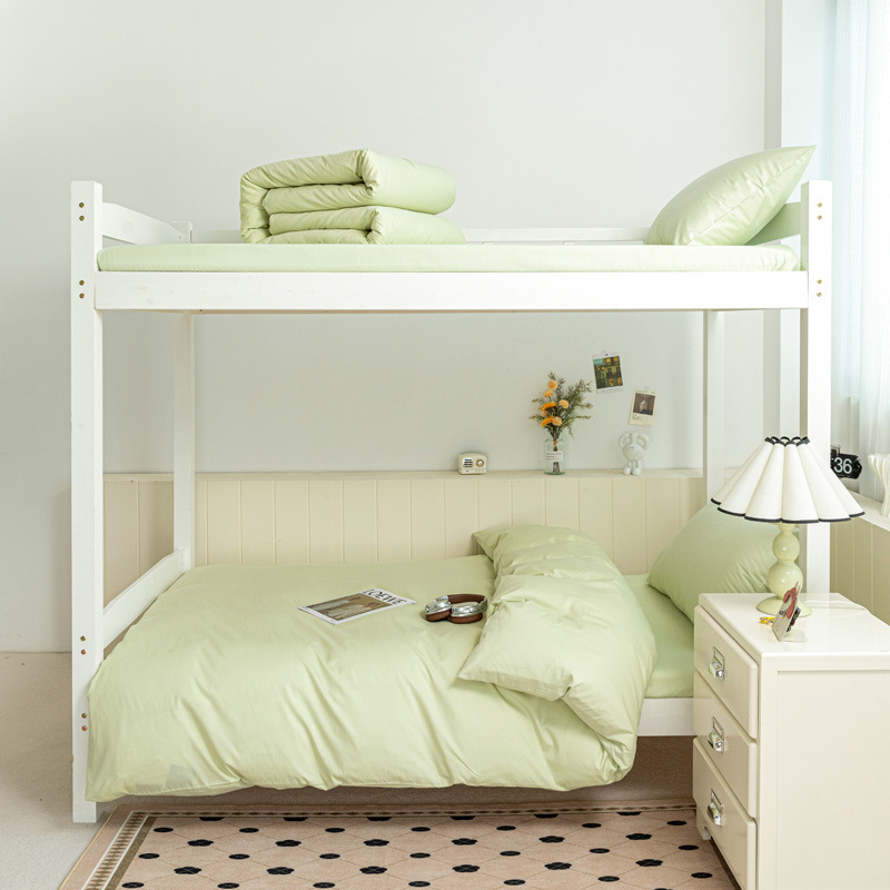 Cama de algodón de color puro para estudiantes universitarios de tres piezas dormitorio de algodón puro sábana individual funda de edredón ropa de cama 2025 nuevo estilo