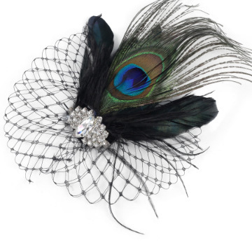 European and American Amazon feather hair clip 1920s vintage head clip gatsby headpiece vintage mesh hair clip