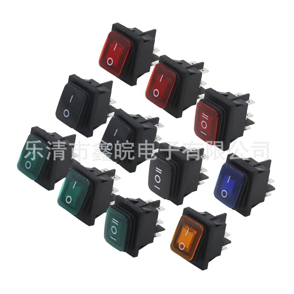 KCD4防水船型开关带灯GESIBO 2档4脚 12V/220V防水翘板电源开关