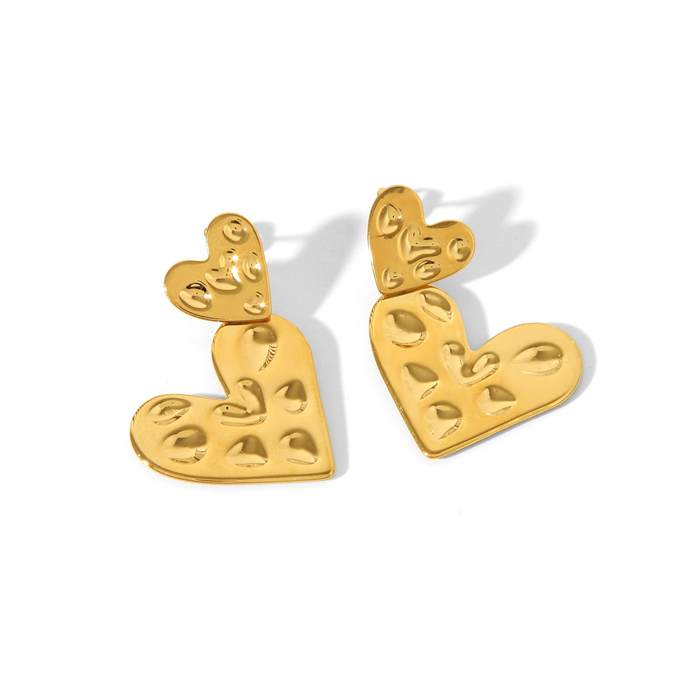 1 Pair Quantity 1 Pair IG Style Modern Style Geometric Heart Shape Plating 304 Stainless Steel 18K Gold Plated Ear Studs