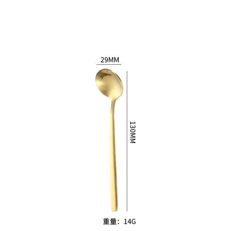 クリエイティブステンレス304金色の小さなスプーン家庭用の長い柄の氷スプーンステンレスのデザートコーヒー蜂蜜攪拌スプーン|undefined