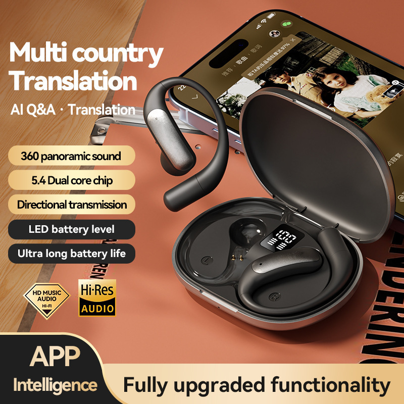 国境を越えたAIインテリジェント翻訳BluetoothヘッドセットワイヤレスOWS耳掛け型144言語相互翻訳非インイヤーオープンタイプ|undefined