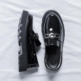 2025 spring new business men's shoes fashion platform bottom toe shoes versatile thick bottom black casual shoes men