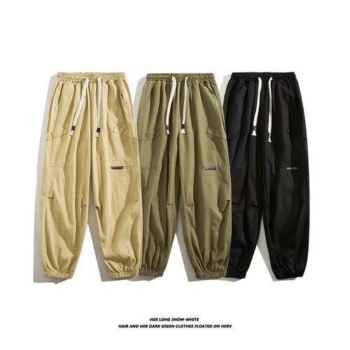 Workwear pants for men, summer American retro style, loose ankle pants, for men's birthday, Japanese khaki casual pants, spring and autumn season