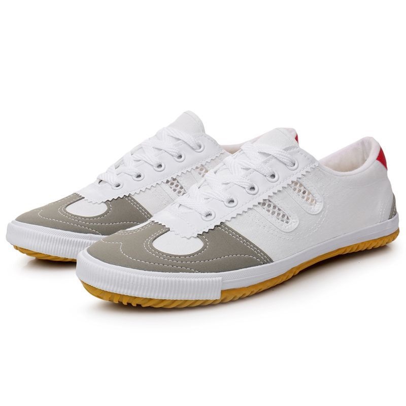 Volleyball shoes, non-slip and wear-resistant, with rubber soles, sports shoes for men and women, lace-up style, martial arts training shoes, casual canvas white shoes