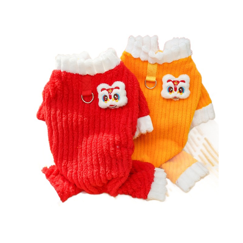 Año Nuevo mascota de cuatro patas más terciopelo grueso calentamiento otoño invierno ropa de perro para gatos ropa de perro para gatos al por mayor