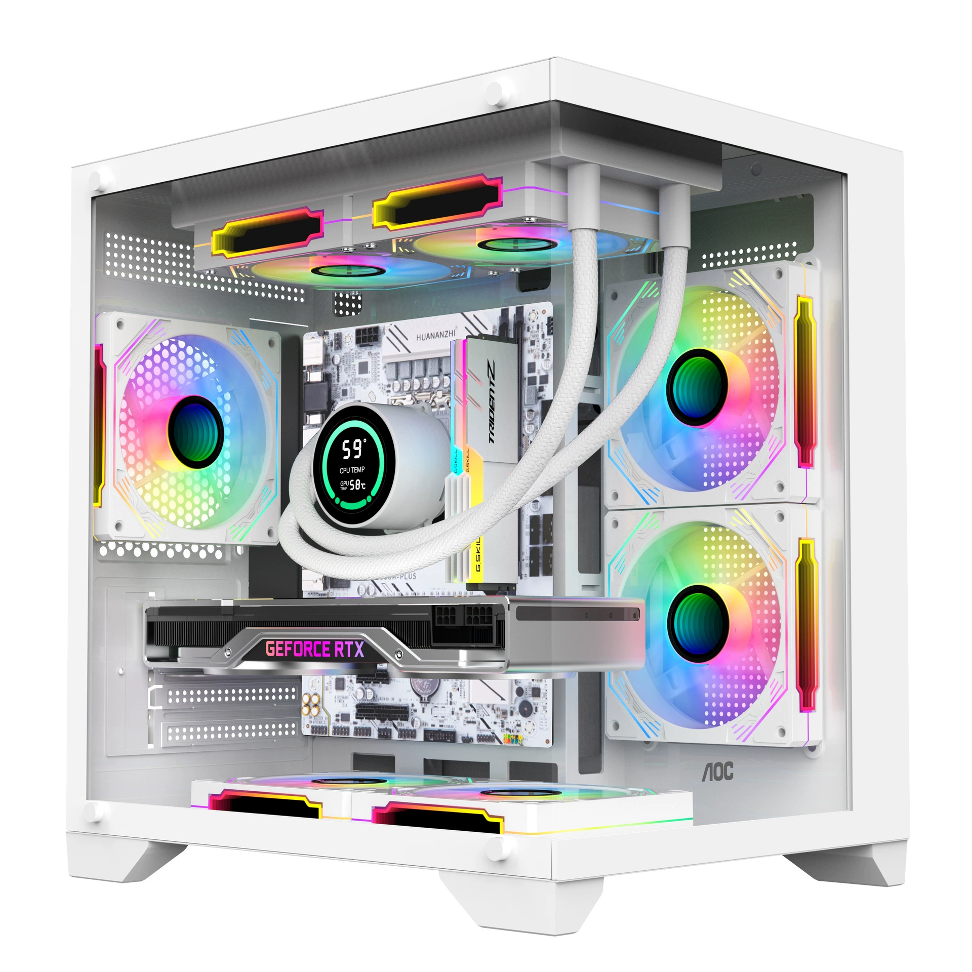 Корпус ПК AOC CG391B, белый, боковые панели из закалённого стекла, опция блока питания 391 Вт