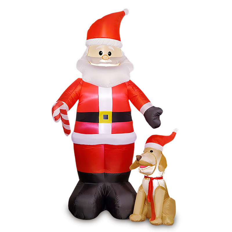 国境を越えたクリスマスの空気入れモデル庭園装飾LED発光サンタクロース子犬ガーデンパーティーの置物|undefined
