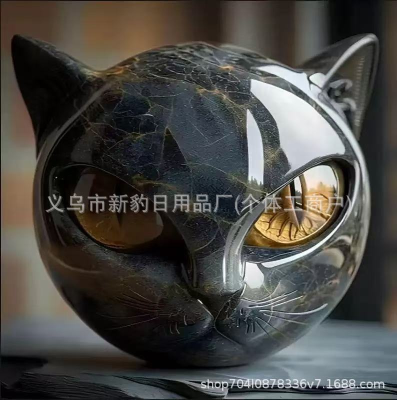 豪华黑猫树脂雕像Luxury Black Cat Stone Sculpture黑猫树脂雕像|undefined