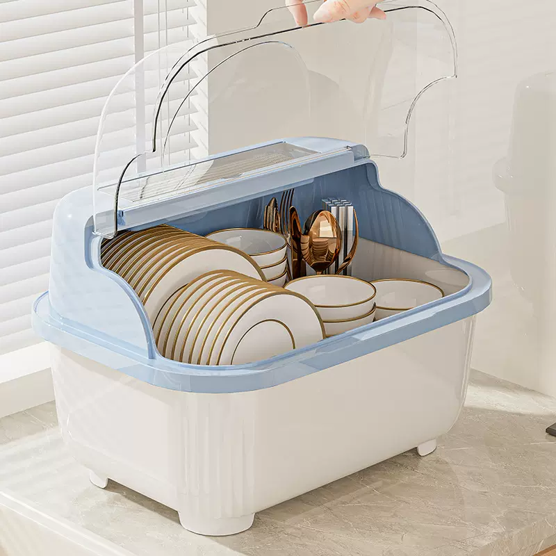 厨房碗筷收纳盒沥水碗柜碗碟筷盘餐具置物架家用带盖防尘碗盘碗架