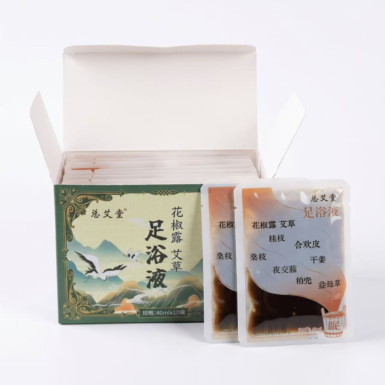 18-Herb Foot Soak Liquid Concentrate Mugwort Herbal Bath Pack No-Boil Warm Bath 10 Bags in use
