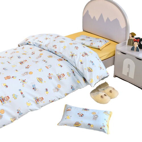 60-count long-staple cotton cartoon printed cotton sheets, pillowcases, fitted sheets and quilt covers, single-piece children's kindergarten bedding