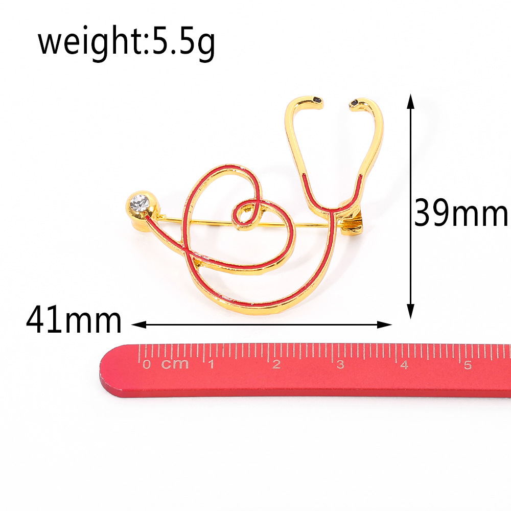 Europeo y americano joyería serie médica metal esmalte broche estetoscopio ECG masculino y femenino doctor enfermera insignia