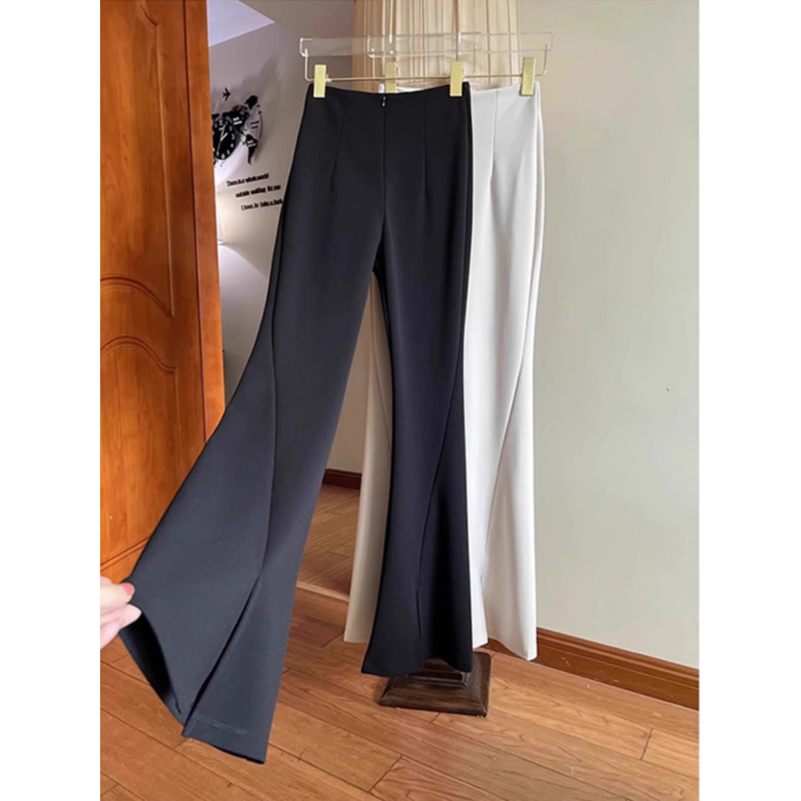Slimming High-Waisted Slit Casual Flared Pants Suit Pants for Women 2025 Trendy New Black Flared Pants