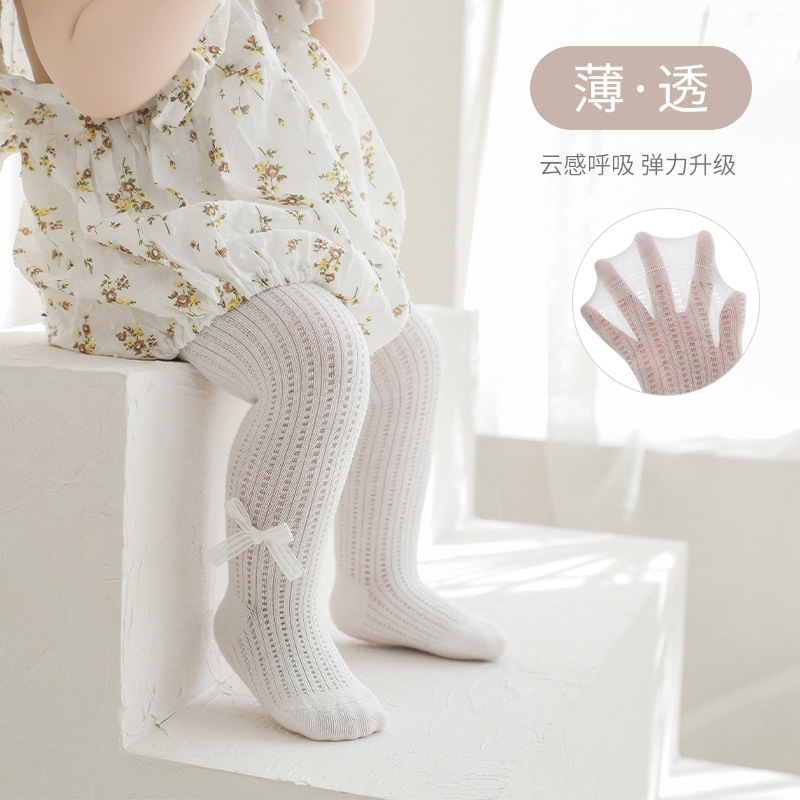 Pantimedias de verano para niñas nuevas polainas de bebé de malla ultrafina arco princesa pantimedias de baile blanco