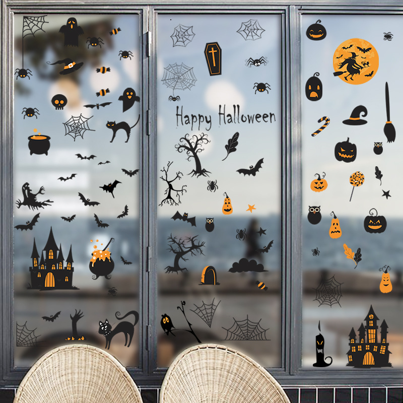 New Halloween007 Cartoon Cute Children's Halloween Party Atmosphere Glazing Plate Glass Decorative Wall Sticker display picture 4