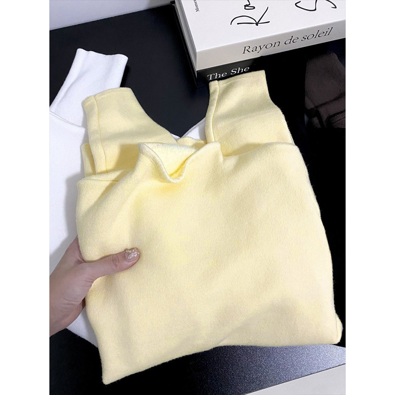 One-Piece Drop-Shipping Half-Turtleneck Sweater for Women, Suitable for Spring, Autumn, and Winter, with Integrated Fleece Lining, Thickened for Warmth, Knitted Base Layer Top