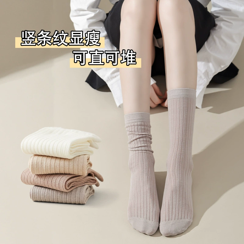 Silk summer thin white socks, mid-length