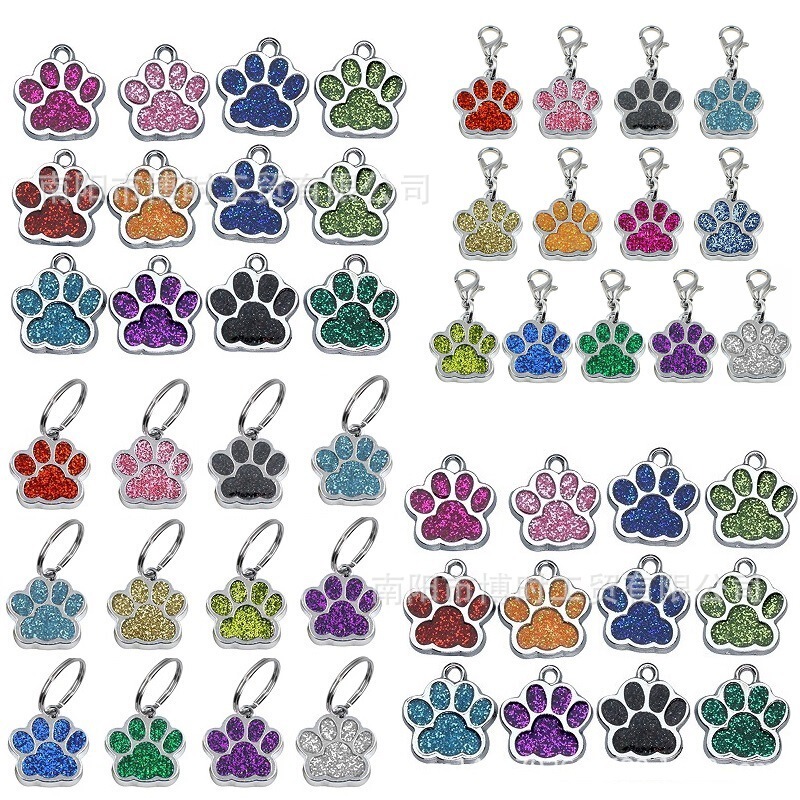 DIY production of new pet dog glitter powder pendant alloy small accessories color glitter drop oil dog footprint pendant DIY production of new pet dog glitter powder pendant alloy small accessories color glitter drop oil dog footprint pendant