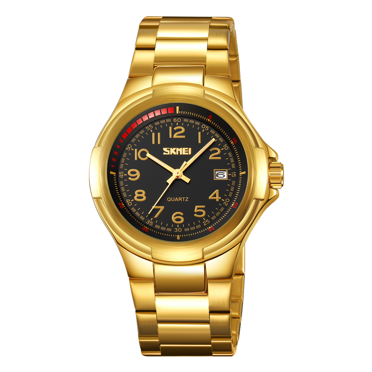 Reloj de hombre de comercio exterior transfronterizo correa de acero impermeable reloj de cuarzo calendario reloj de negocios fuente al por mayor