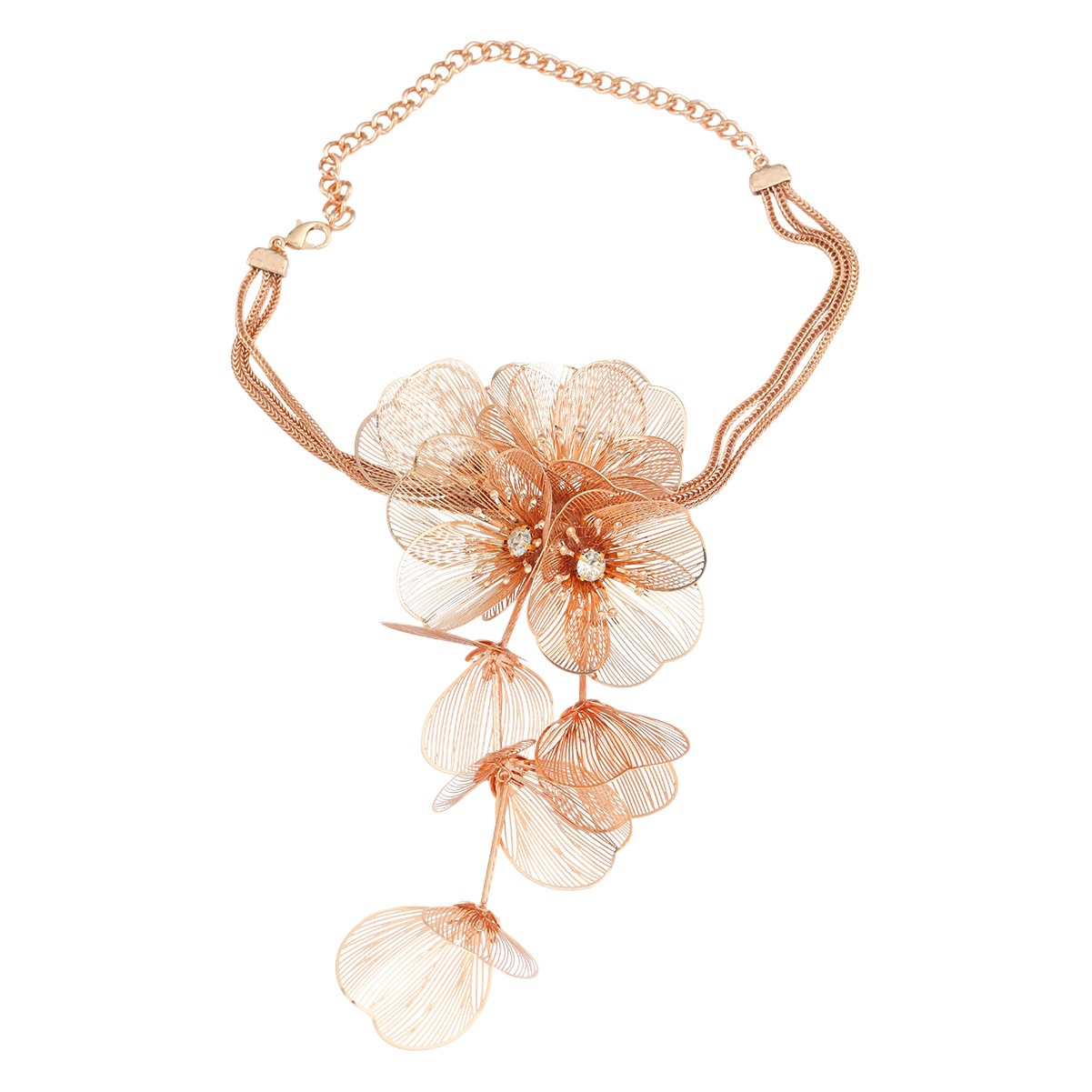 Primavera nuevo collar de flores de Europa y América collar exagerado mujer hip hop aleación de metal colgante de flores Accesorios Al Por Mayor