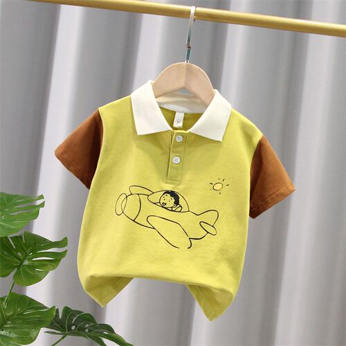 T087-aviator POLO shirt-fashion niche sports round neck doll collar trendy short style with collar