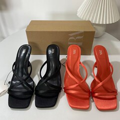 Za 2025新商品の優れた品質のファッション女性靴のハイヒールの細いベルトの方の頭は指の後で空の1字は露とサンダルの女性を持ちます。