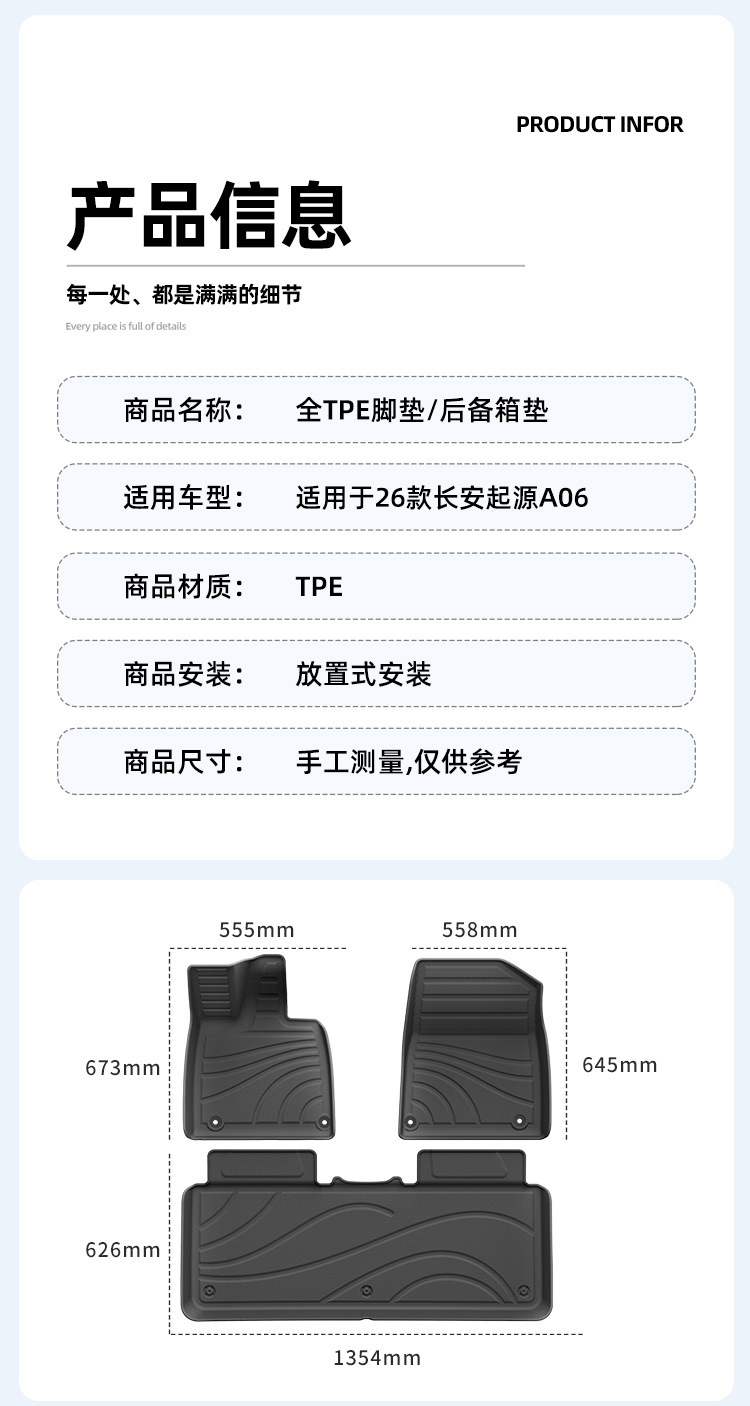 Suitable for 26 models of Changan Qiyuan A06 car floor mats, special car-specific TPE floor mats and trunk mats