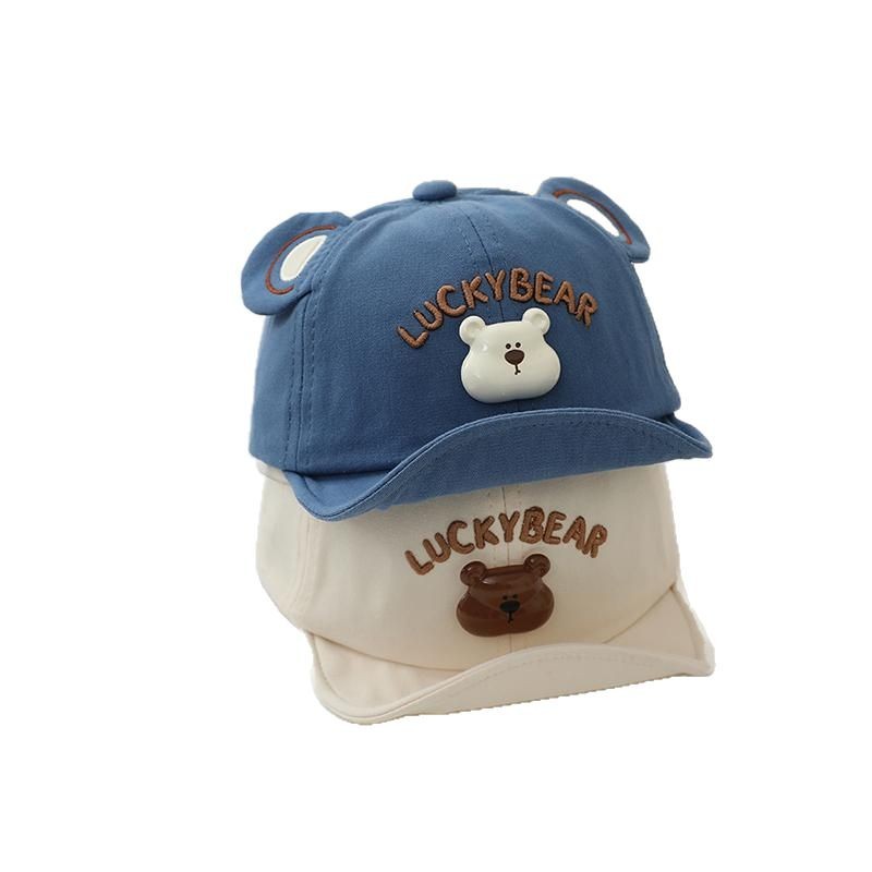 Sombrero de pato para bebés primavera y otoño estilo coreano para niños y niñas adorable oso de protección solar gorra de béisbol de bisel suave para bebés marea de verano