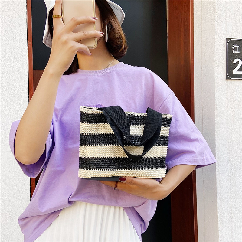 Straw-woven single-shoulder bag for women, new summer casual bag for middle-aged and elderly moms, simple lunch box handbag, export version undefined