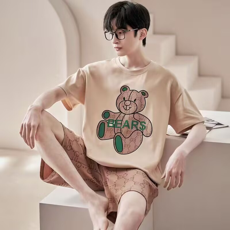 2026 comercio exterior transfronterizo verano estilo coreano de dibujos animados hombre simple relajado ocio de manga corta traje de ropa para el hogar se puede usar fuera