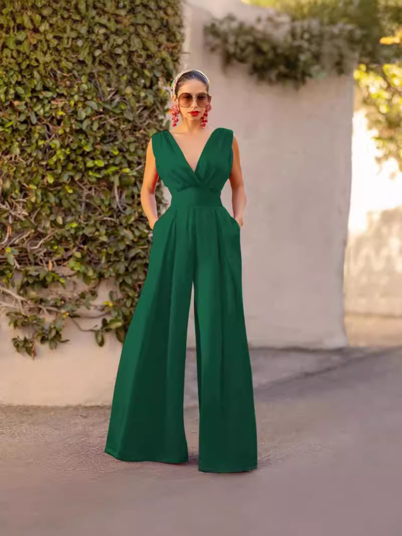 Vestido largo estilo chino, mono elegante de trabajo con cuello en V y cintura media, novedad primavera-verano 2025 para comercio exterior transfronterizo. image 6