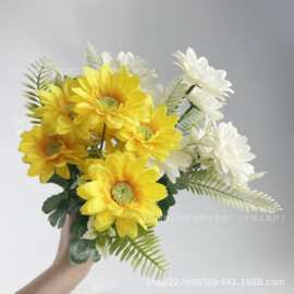 雏菊花仿真花非洲菊假花室内装饰花客厅摆件田园户外拍摄野菊小把