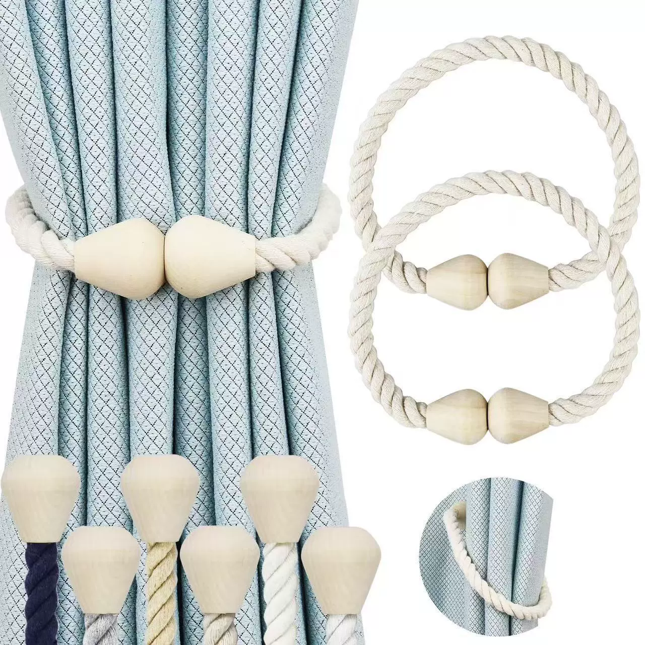 Магнитные держатели для штор PEILIL, 2 шт., хлопковые, в стиле бохо