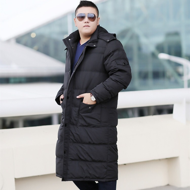 Foreign Trade New Men's Large Size Plus Fat and Thickeneded Casual Over-The-Knee down Jacket Men's Outwear Jacket