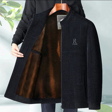 中年爸爸冬装加绒加厚外套男士夹克秋冬季中老年人保暖棉衣雪尼尔