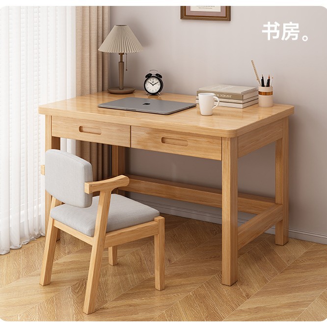 Escritorio de madera sólida escritorio de estudio de escritorio de dormitorio escritorio de computadora simple tabla de oficina rectangular mesa y silla