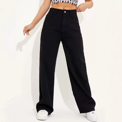 European and American women's straight loose mopping pants, high-waist, slimming, drooping, black, wide-leg, retro jeans, Women jeans