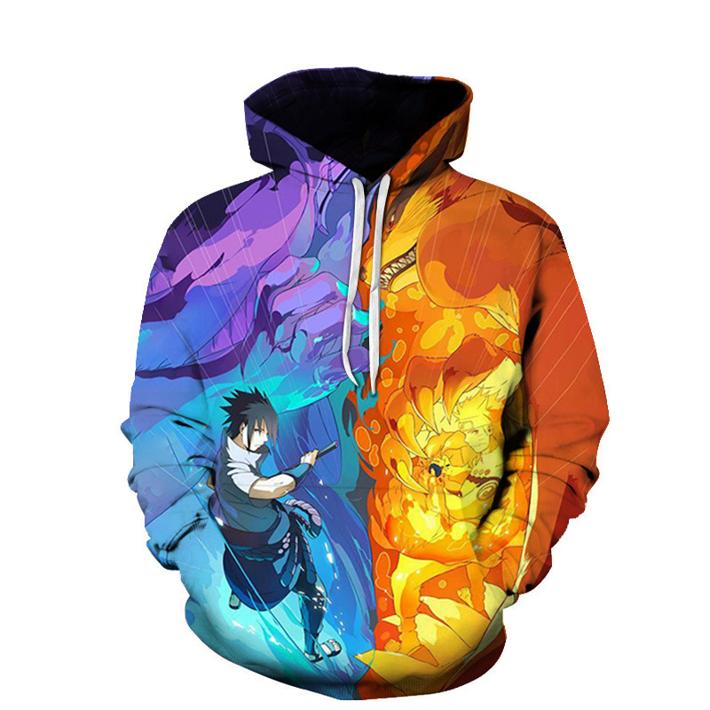Foreign trade spring and autumn 3D digital printing animation Naruto hooded fashion sweater suit suit