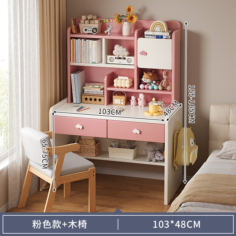Mesa de escritorio infantil de madera estante de estudio en una mesa de escritorio dormitorio de estudiantes de primaria con set de mesa de escritorio elevadora doméstica